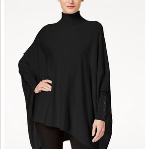 Alfani:Black L poncho sweater w/gold cuff buttons